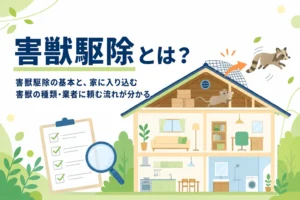 害獣駆除とは何かと、家に入り込む害獣の種類、業者に頼む流れを紹介する記事のアイキャッチ