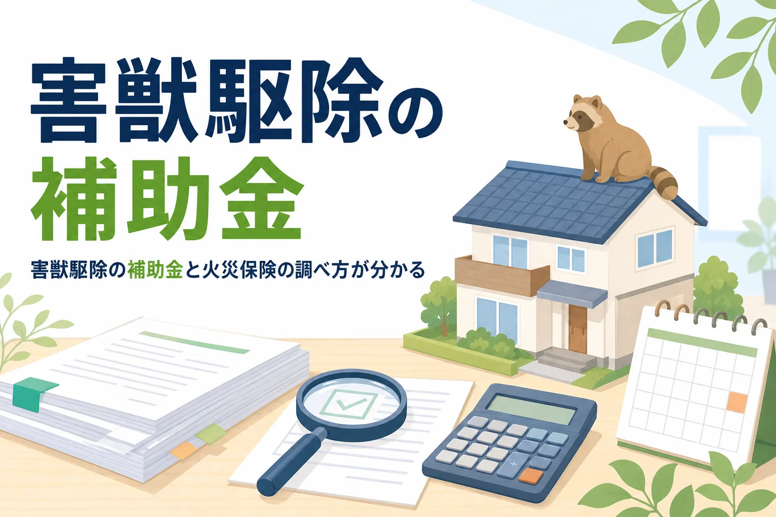 害獣駆除の補助金や火災保険、雑損控除の調べ方を紹介する記事のアイキャッチ