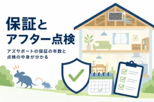 アズサポートの保証の年数とアフター点検の中身を紹介する記事のアイキャッチ