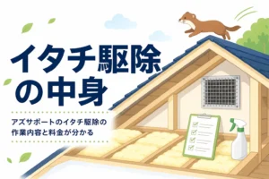 アズサポートのイタチ駆除の作業内容と料金を紹介する記事のアイキャッチ