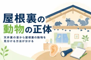 天井裏の音から屋根裏にいる動物の正体を見分ける方法を紹介する記事のアイキャッチ